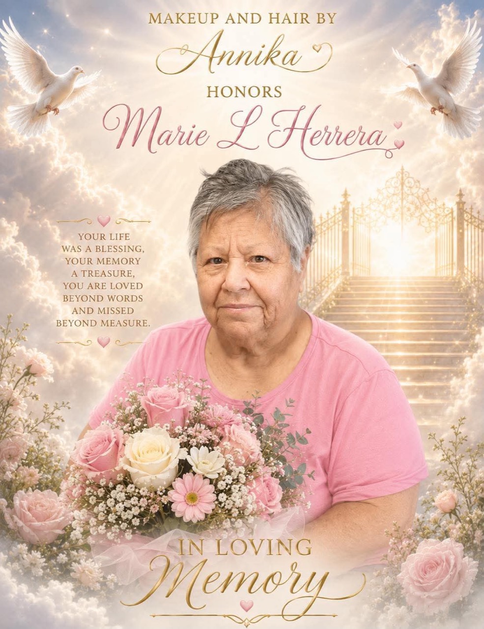 Memorial portrait of Marie L. Herrera